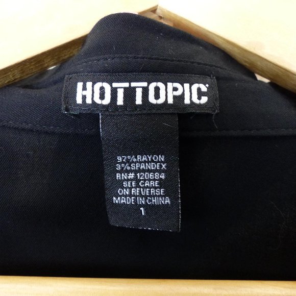 Hot Topic Not Today Planchette Tie Front Button Up Top Womens Plus 1 Black Goth - Picture 6 of 12